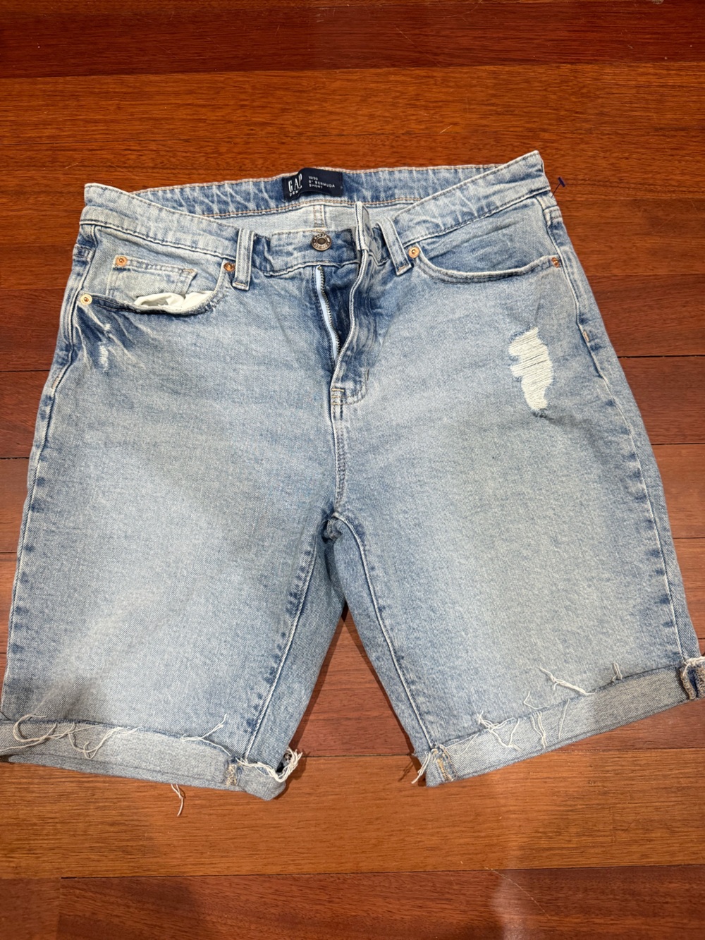 GAP Light Blue Denim Bermuda Shorts with Button Fly